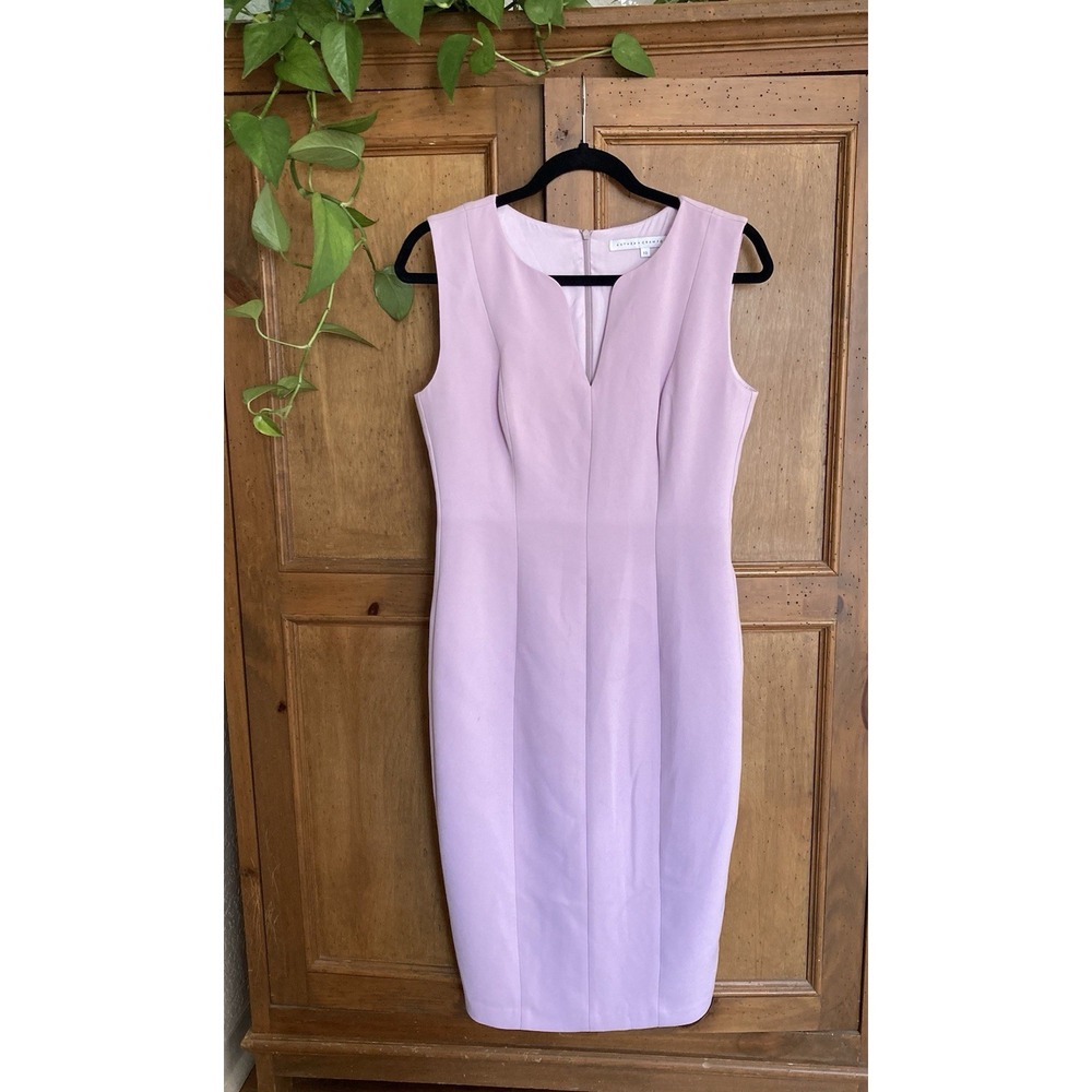 Anthea Crawford Size 10 Light Lavender Pencil Crepe Knee Length Dress Classy